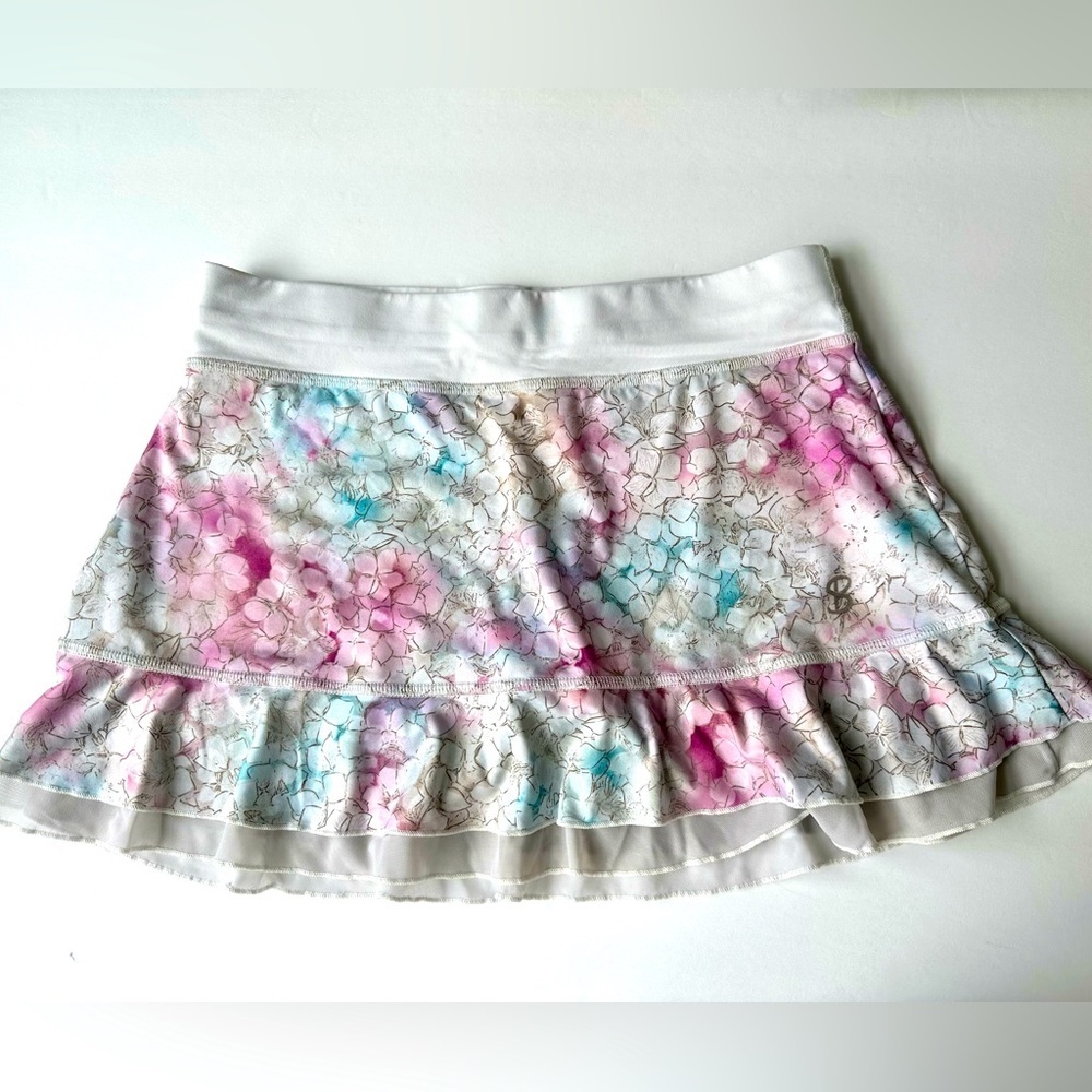 Sofibella 13" Doubless Skort Floral with White Mesh Ruffle & White Shorts